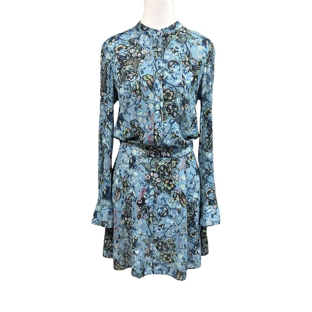 Zadig & Voltaire Refla Bohemian Floral Mini Dress Sz S Blue